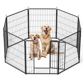 Dog Playpen Indoor Outdoor, 32" Height 8 Panels Fence with Anti-Rust Coating, Metal Heavy Portable Foldable Dog Pen for Large, Medium Small Dogs RV Ya