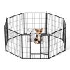 Dog Playpen Indoor Outdoor, 24" Height 8 Panels Fence with Anti-Rust Coating, Metal Heavy Portable Foldable Dog Pen for Large, Medium Small Dogs RV Ya