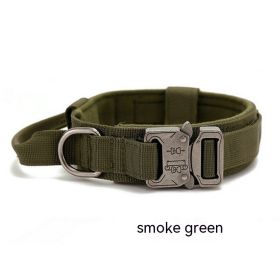 Outdoor Nylon Tactical Dog Collar (Option: Green Collar Antique Silver-XL)