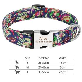 Adjustable Nylon Dog Collar Personalized Dogs Cat ID (Option: 019Purple-L)