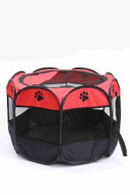 Octagonal Cage Fence Pet Cloth Tent Easy Storage Cat Nest (Option: Red-S Code)