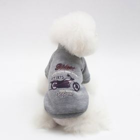 Dog Winter Pet Clothes Brushed Hoody (Option: Motorcycle Sweater Gray-S)