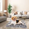 Dog Bed Mat Comfortable Flannel Dog Crate Pad Reversible Cushion Carpet Machine Washable Pet Bed Liner with Bone Patterns