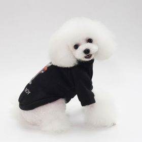 Dog Winter Pet Clothes Brushed Hoody (Option: Boxing Boy Sweater Black-L)