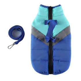 Winter Clothing Cotton Coat Dog Clothes Chest And Back Size Casual Cotton-padded Jacket Pet's Chest-back (Option: Blue-M)