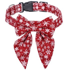 Pet Collar Bow Tie Christmas Dog (Option: Cotton Snowflake-M)