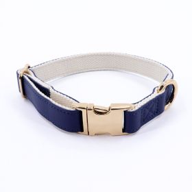 Pet Collar Metal Buckle High Quality All-match (Option: Dark Blue Golden Necklace-M)